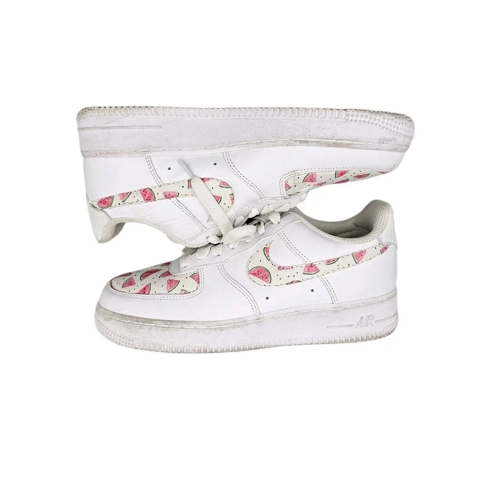 Nike Women's Size 8 US‎ Custom Watermelon Stitcjed Air Force 1 Sneakers Shoes